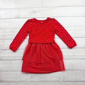 Carter’s Kid Girls Red Heart Dress Long Sleeve Tulle Skirt Valentine 6-6X